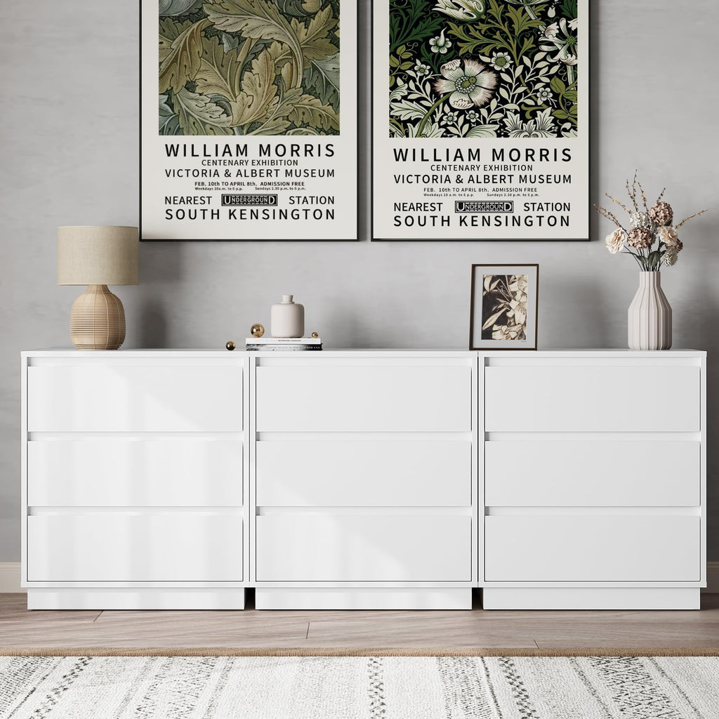 White 3 Drawer Nightstand A90163