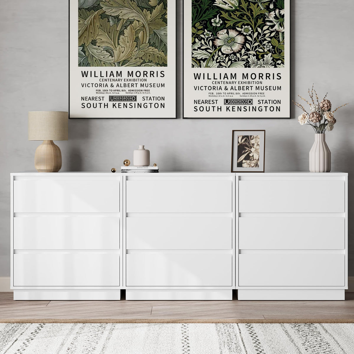 White 3 Drawer Nightstand A90163