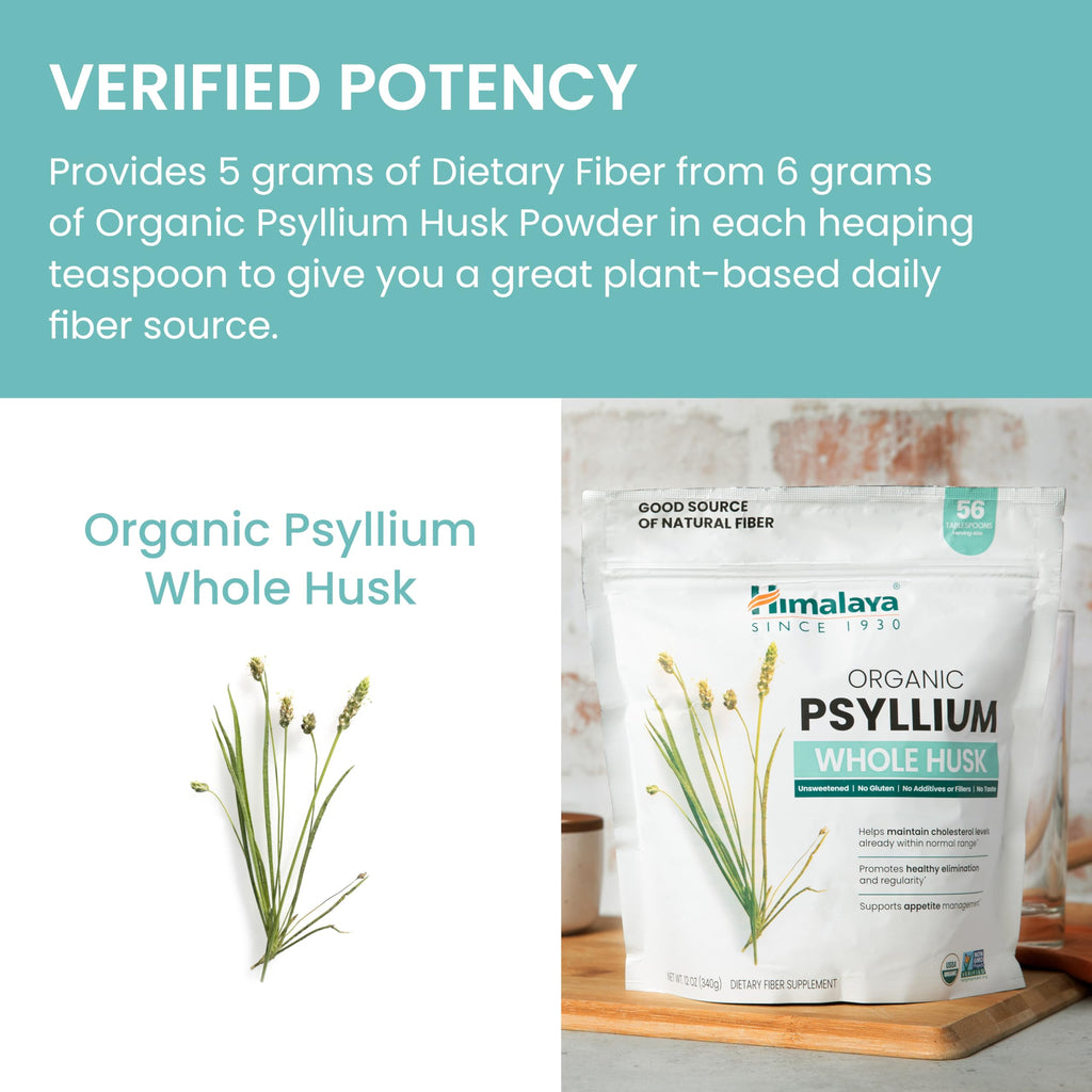 Organic Psyllium Whole Husk Fiber Supplement, Unflavored, 12 oz D9520