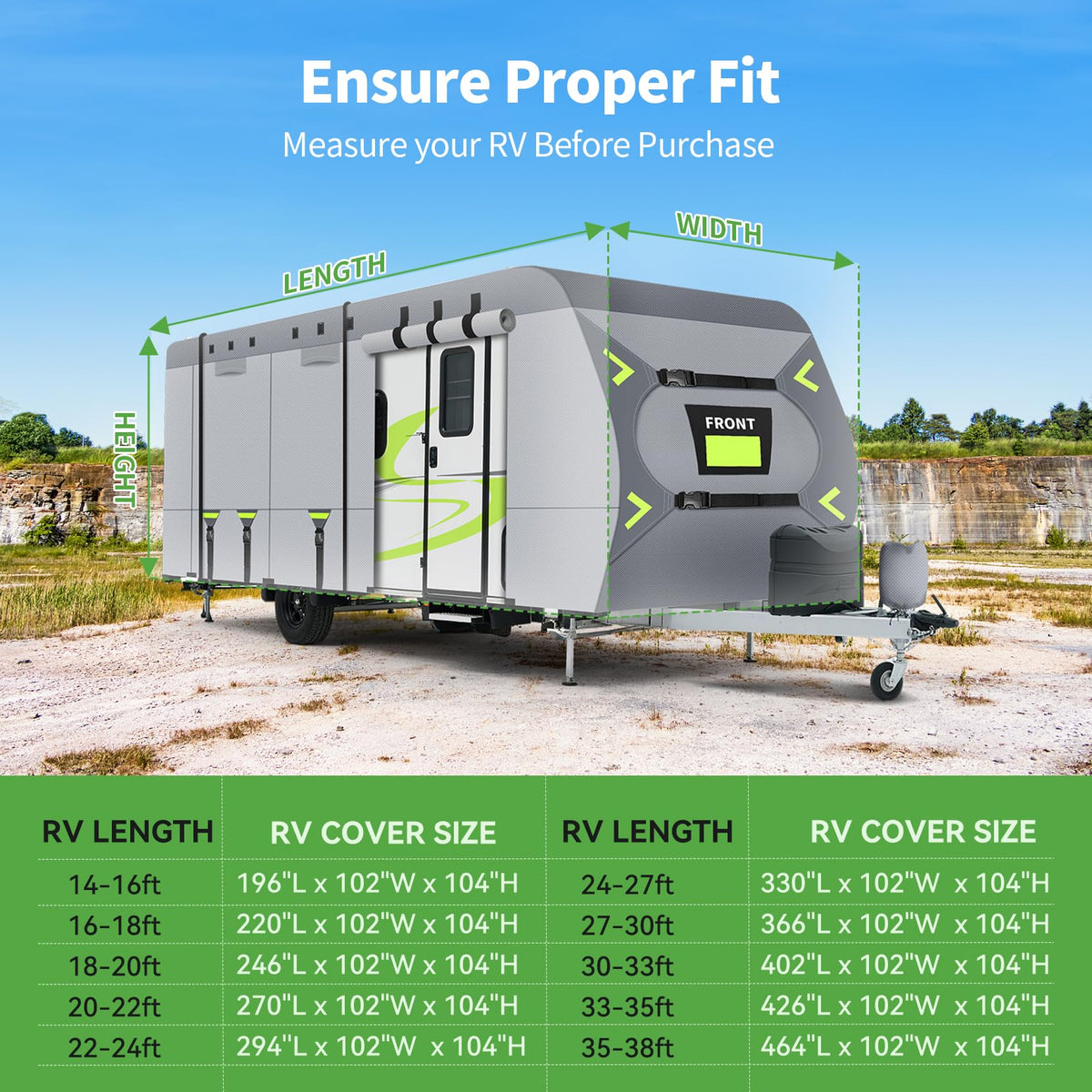 Heavy Duty 9 Layers RV Cover 14-16ft G848178