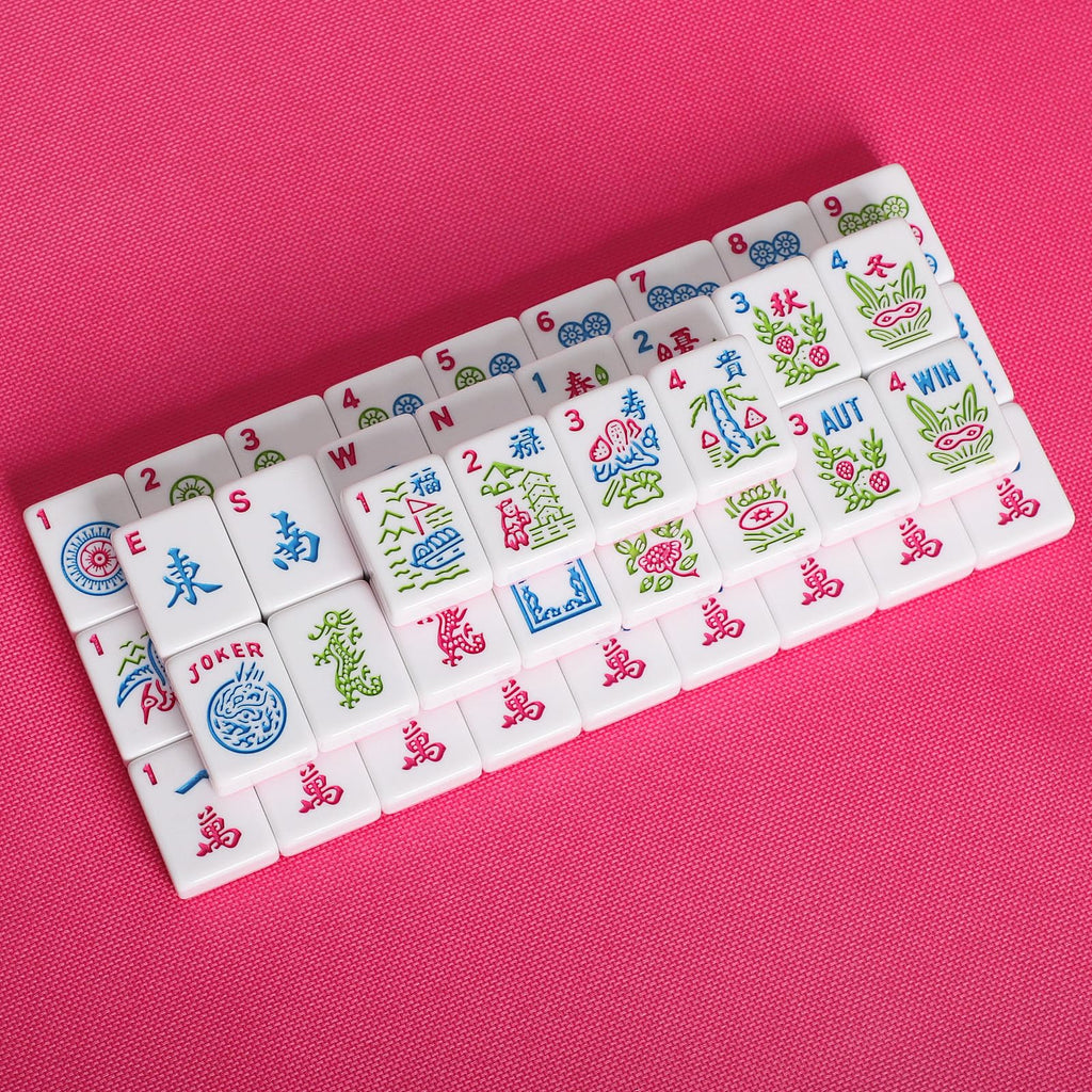 American Mahjong Tile Set, 166 Mahjong Game Set with Pink Color P251657