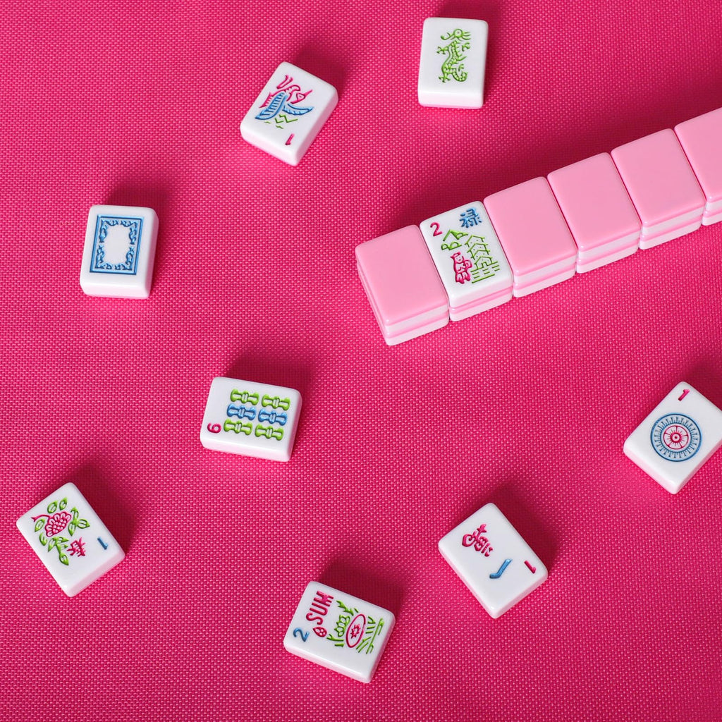 American Mahjong Tile Set, 166 Mahjong Game Set with Pink Color P251657