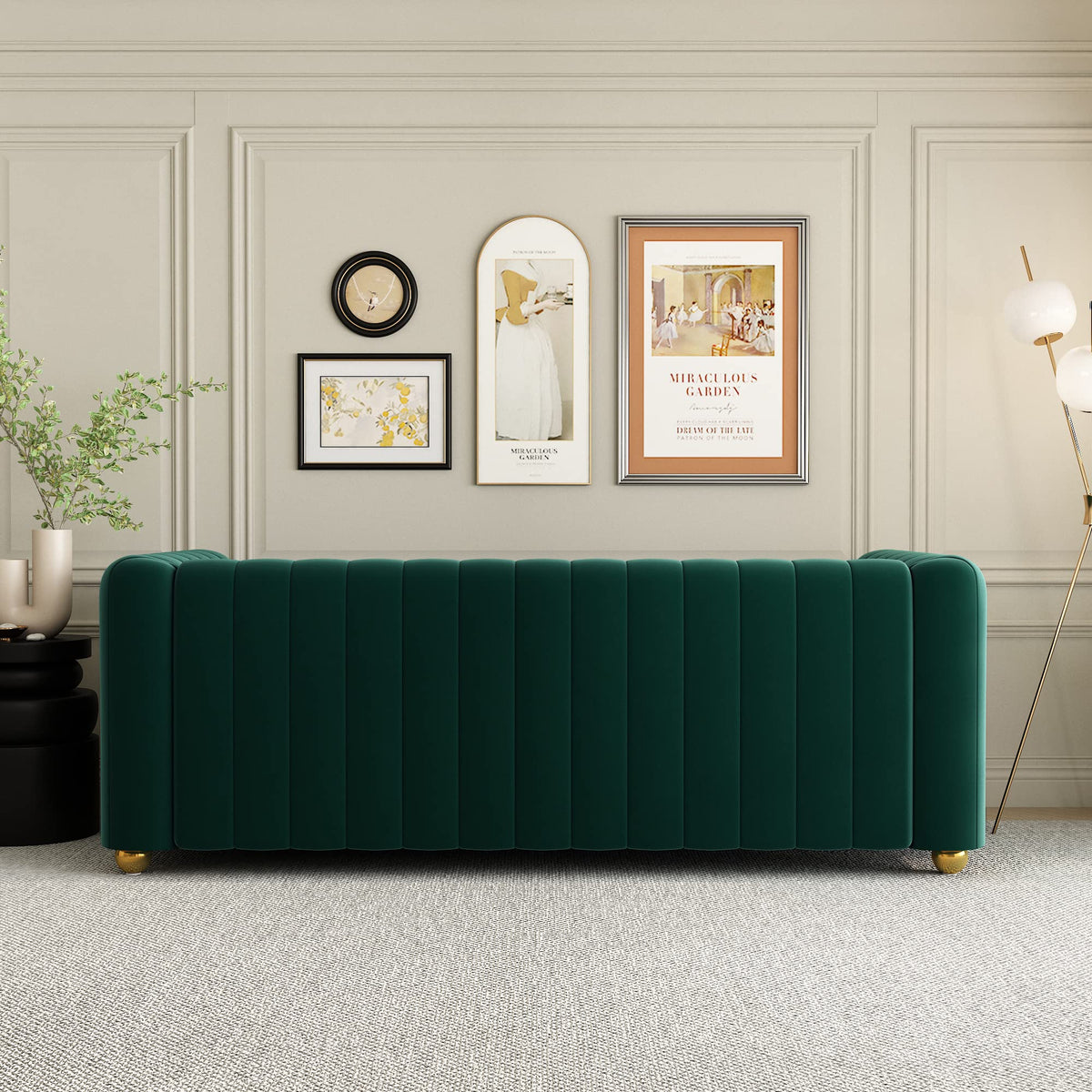 Green Velvet Curved Tufted Loveseat Sofa A190