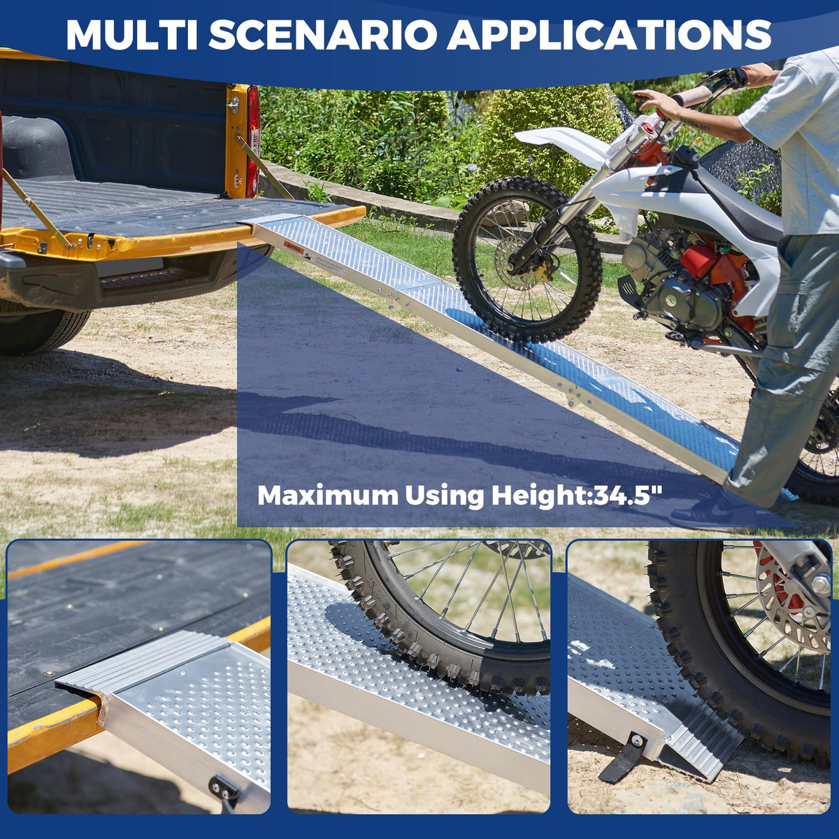Aluminum Tri-Fold Motorcycle Ramp 600 lb Capacity R9813