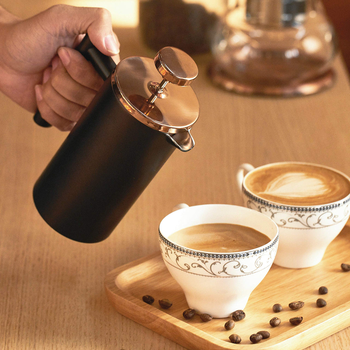 Black Stainless Steel 12oz French Press Coffee Maker H493